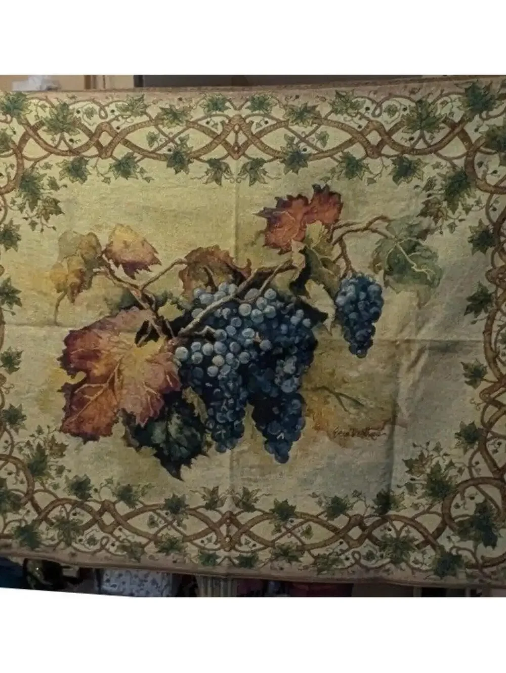 Riddle Home & Gift $100 54x42 Erin Dertner Ready for Harvest Grape Tapestry